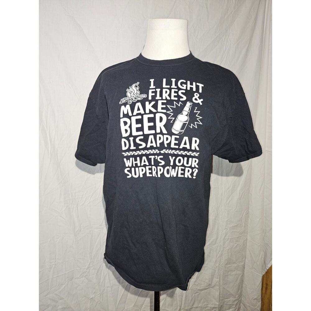 Vintage I light Fires & Make Beer Disappear Men's T-shirt Size 2XL